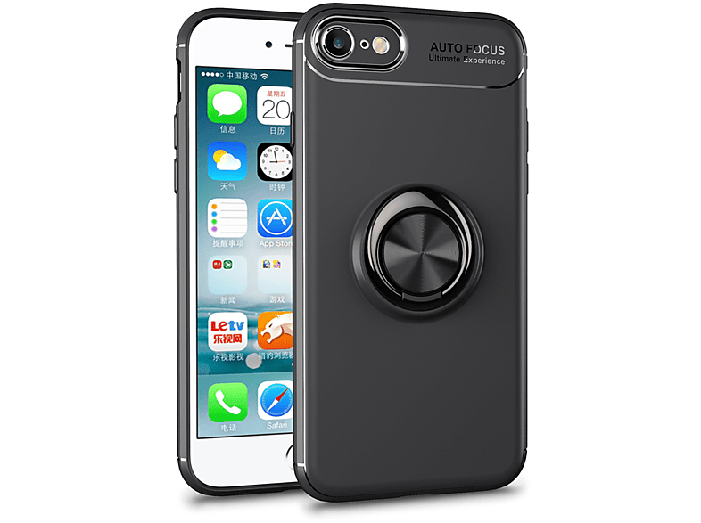 Schwarz iPhone Hülle, Matte 8 Apple, iPhone (2020), 7 NALIA Ring iPhone SE Silikon Backcover,