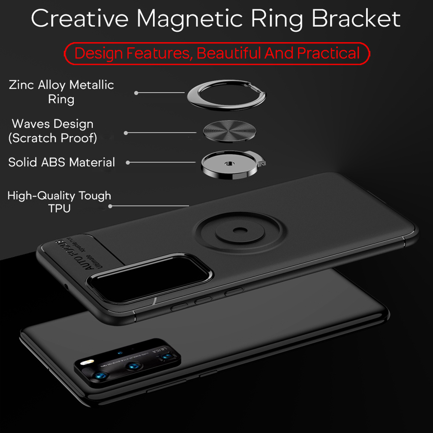 NALIA Matte Ring Silikon Backcover, P40 Pro, Huawei, Hülle, verfügbar Nicht