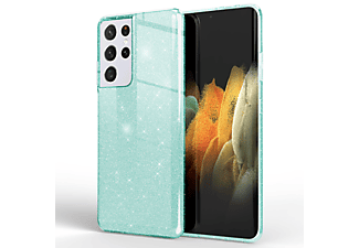 NALIA Glitzer Hülle, Backcover, Samsung, Galaxy S21 Ultra, Grün