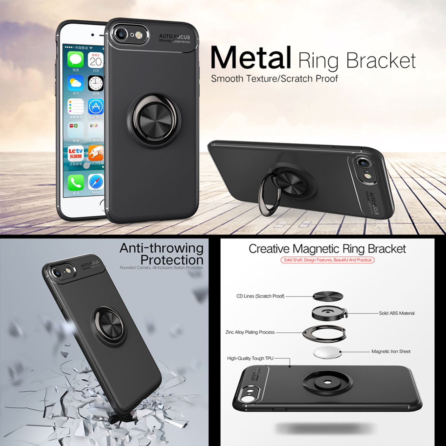 NALIA Matte Ring Silikon Hülle, 7 iPhone iPhone Backcover, Schwarz iPhone Apple, 8 (2020), SE