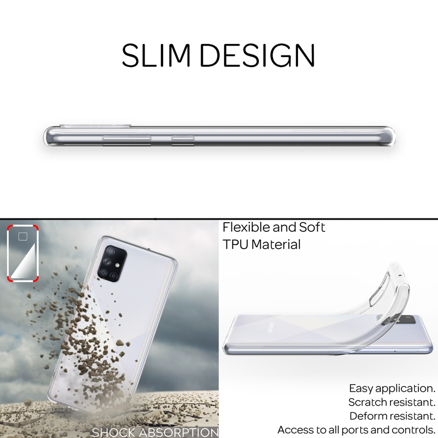 NALIA Samsung, Hülle, Transparente Klar Backcover, Silikon Transparent Galaxy A51,