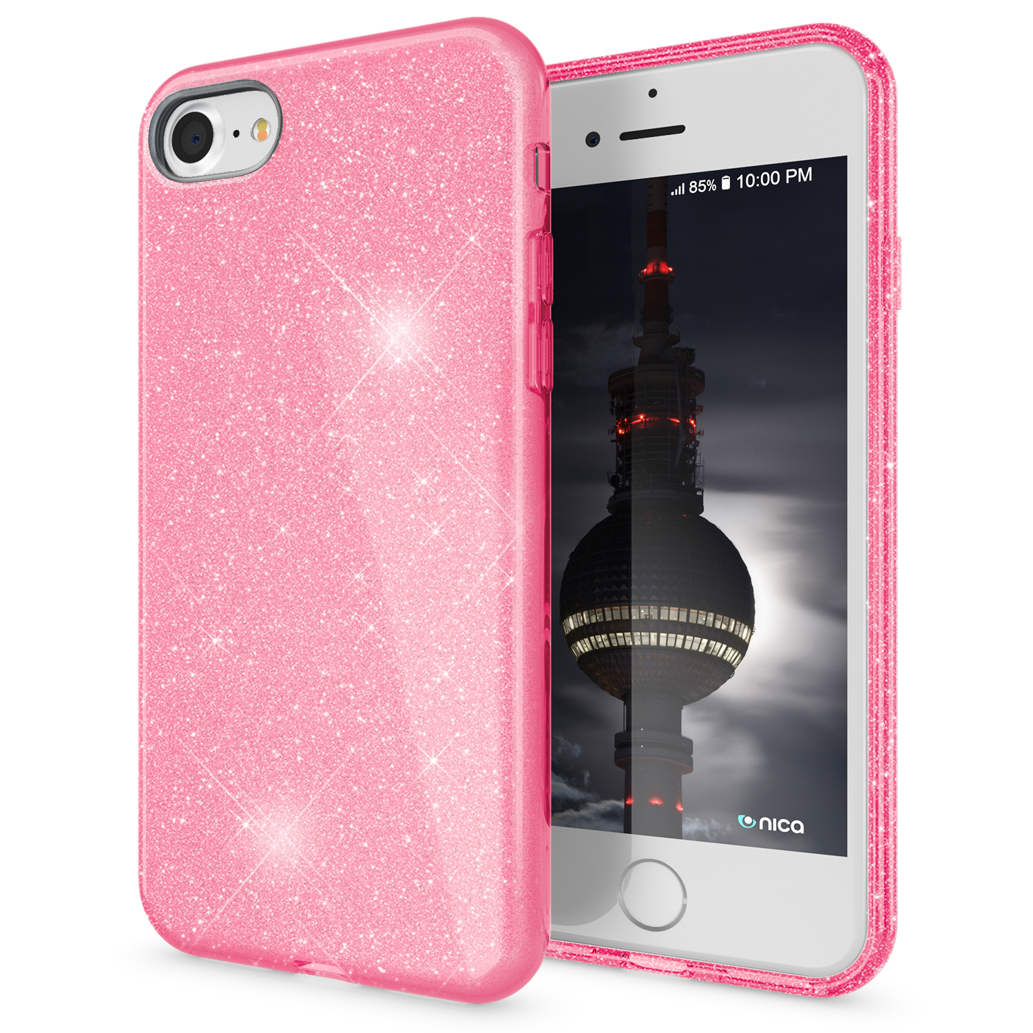 8 SE Hülle, 7 Pink iPhone Glitzer Apple, iPhone iPhone NALIA Backcover, (2020),