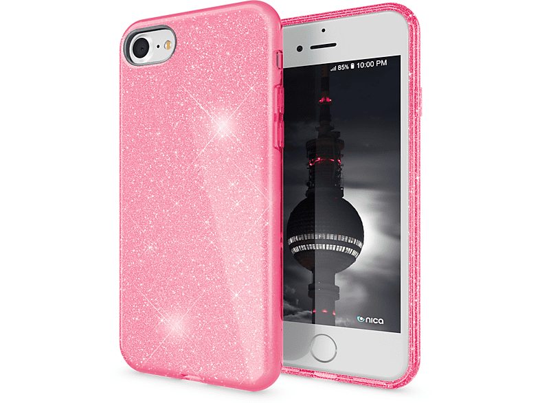 NALIA Glitzer Hülle, Backcover, Apple, iPhone 7 iPhone 8 iPhone SE (2020), Pink | Backcover