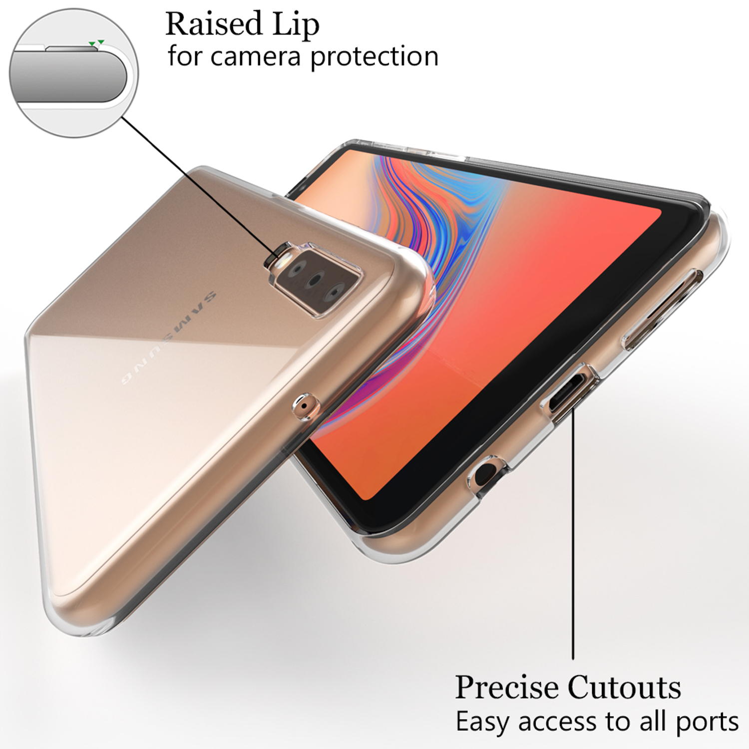 NALIA Samsung, Motiv A7 (2018), Mehrfarbig Silikon Hülle, Backcover, Galaxy