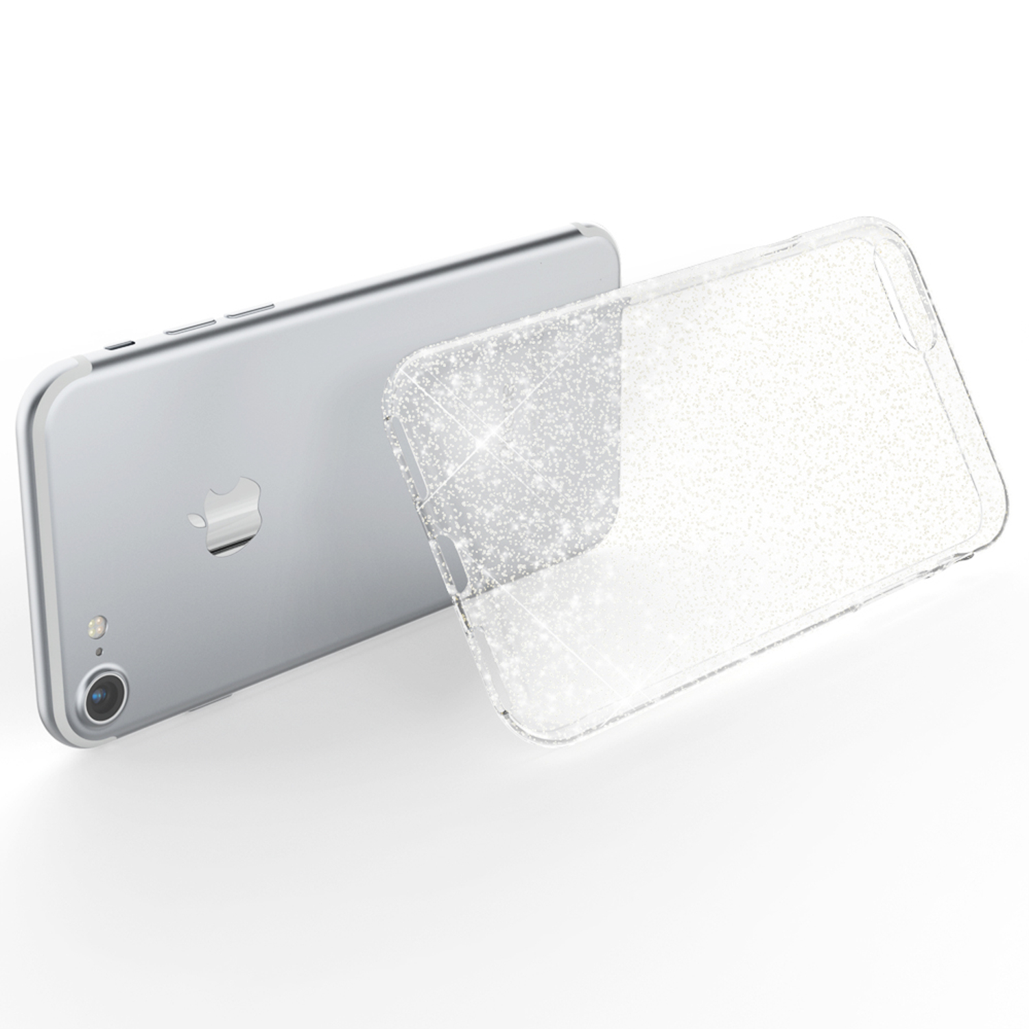 NALIA Klare Glitzer Silikon iPhone iPhone 7 (2020), Apple, Hülle, Backcover, iPhone 8 Transparent SE