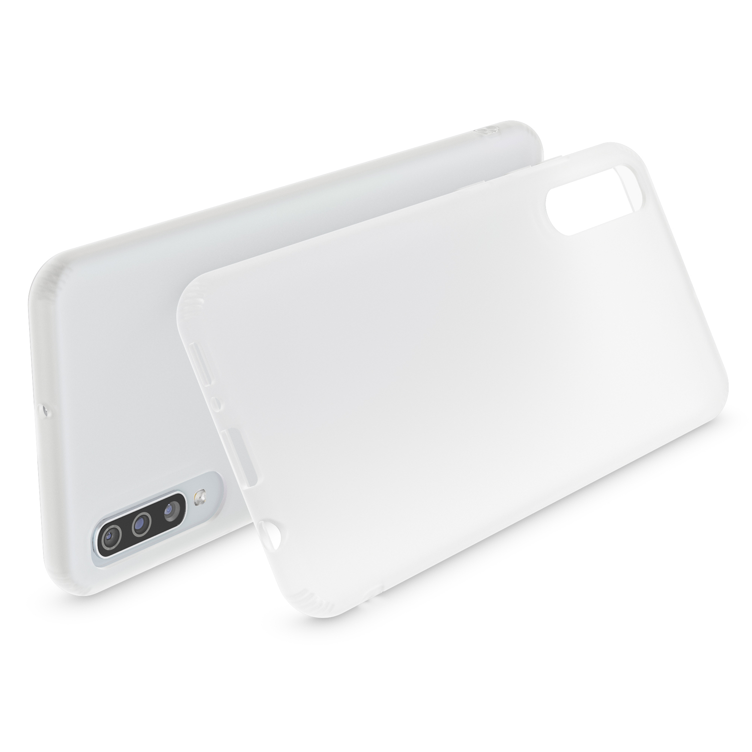 NALIA Semi-Transparente Silikon Hülle, Backcover, Weiß Galaxy Samsung, A70