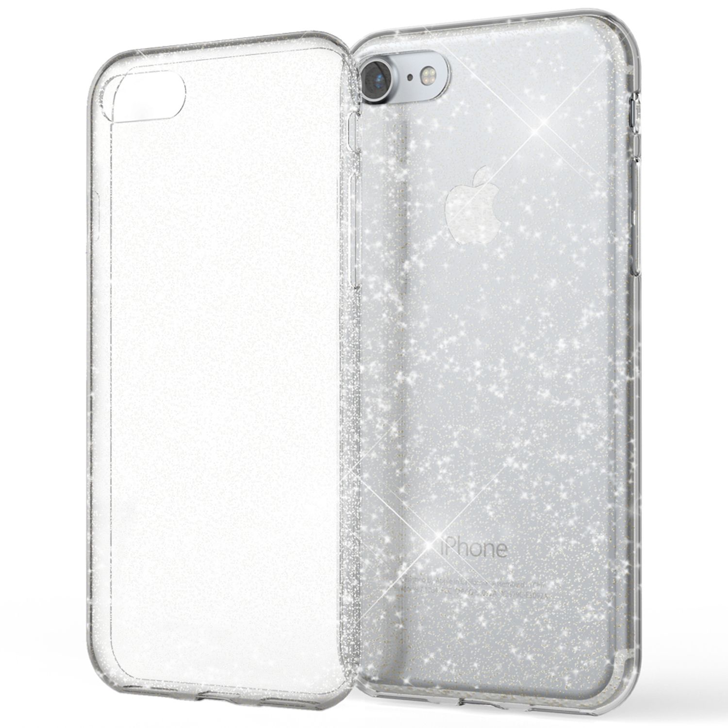 NALIA Klare Apple, (2020), 8 Glitzer Hülle, Transparent Backcover, iPhone Silikon iPhone iPhone 7 SE