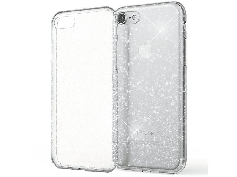 NALIA Klare Apple, (2020), 8 Glitzer Hülle, Transparent Backcover, iPhone Silikon iPhone iPhone 7 SE