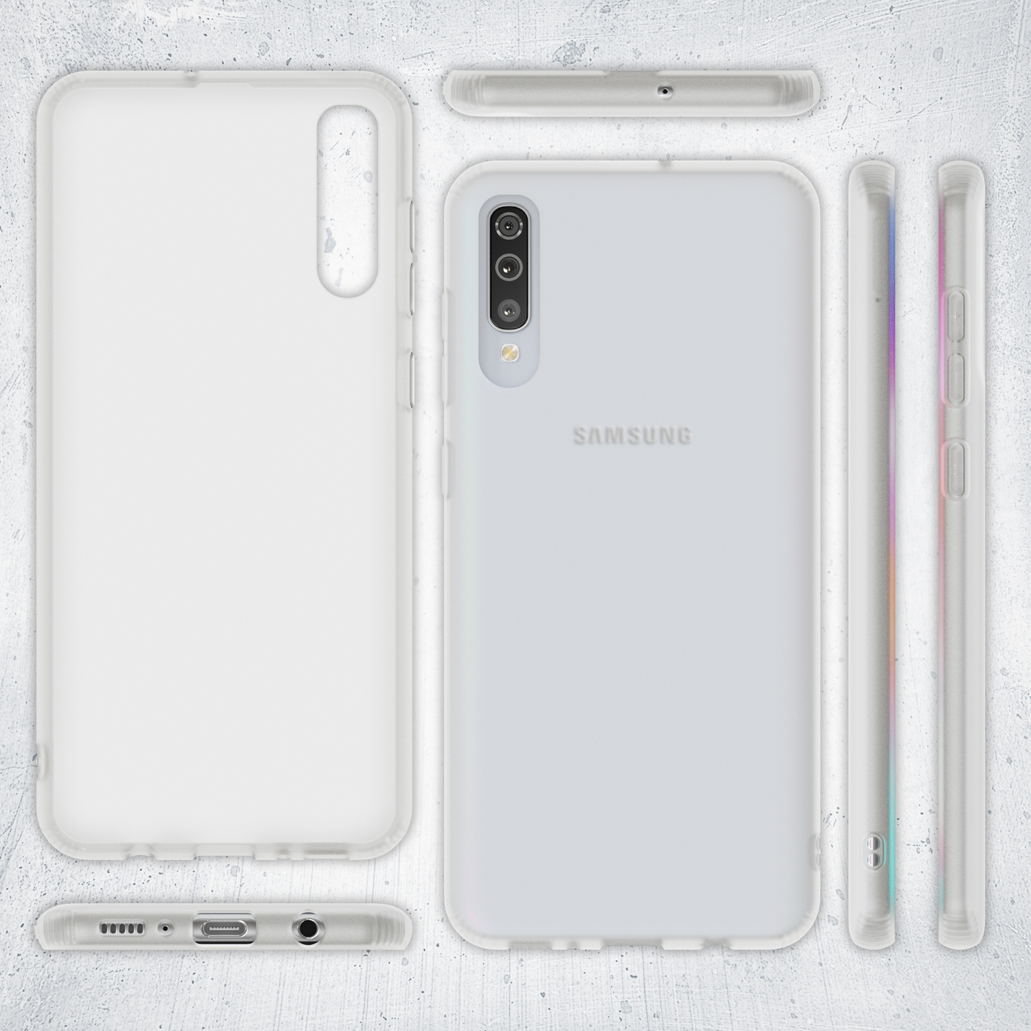 Semi-Transparente NALIA Silikon Galaxy Samsung, Backcover, Hülle, Weiß A70,