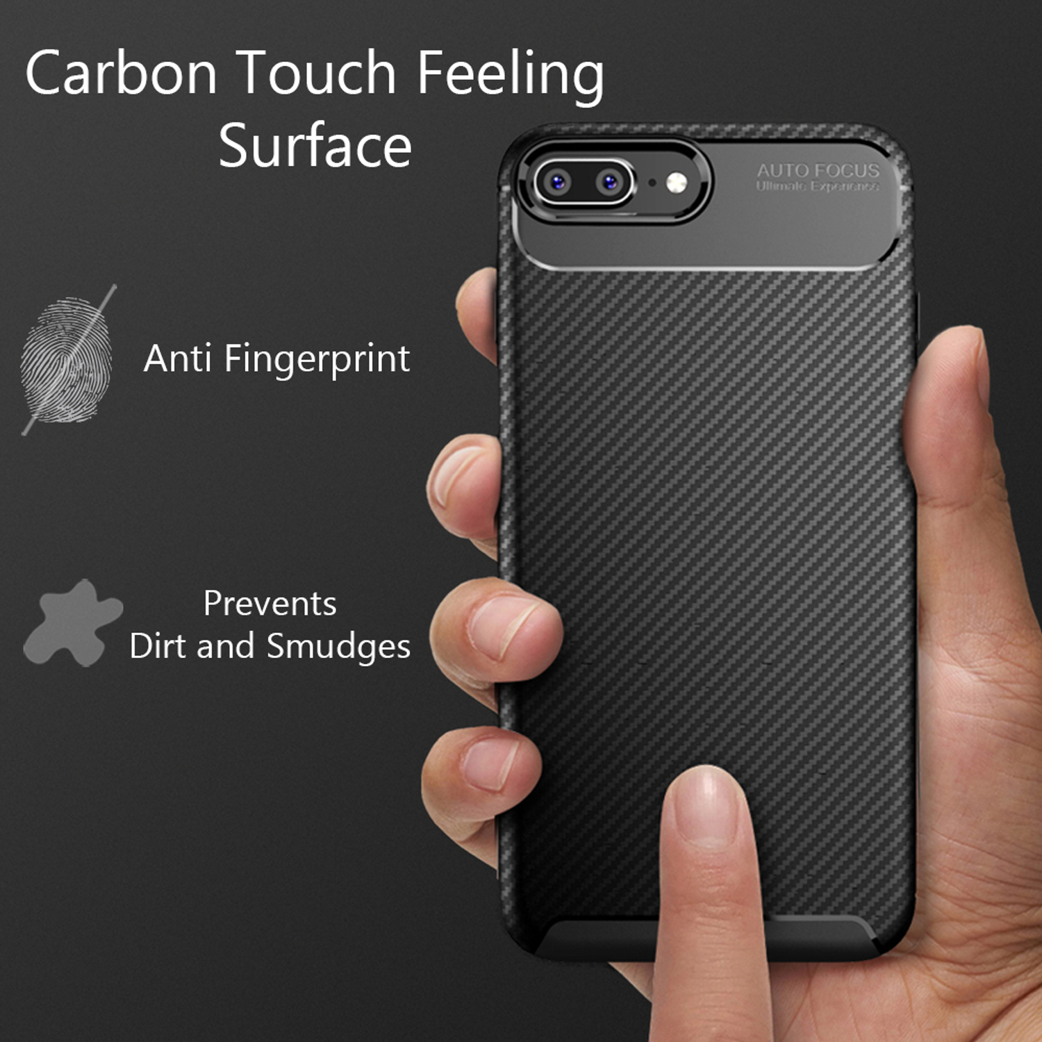 Schwarz Backcover, NALIA Silikon Plus, Hülle, Look iPhone 8 Carbon Apple,