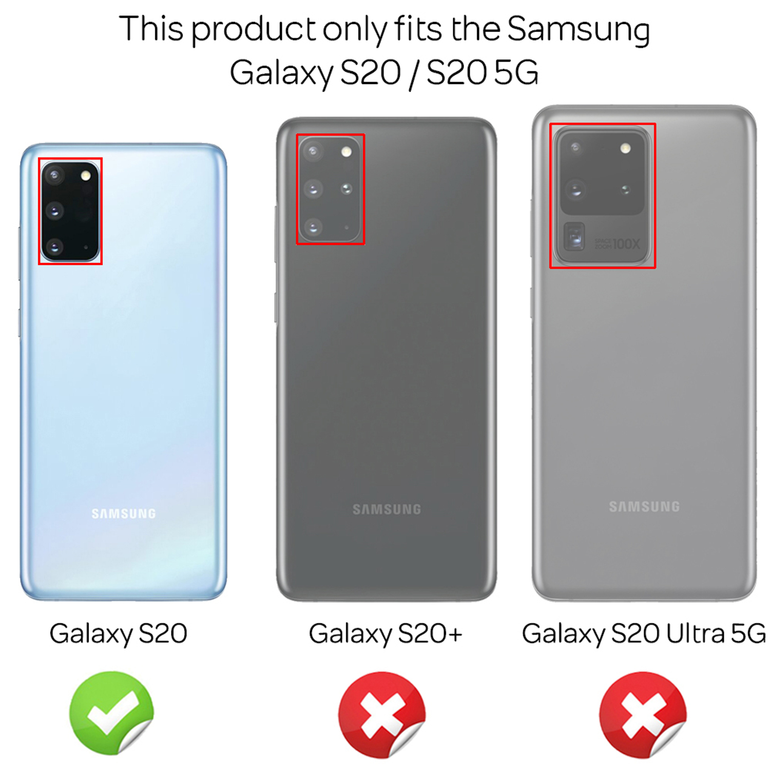 Drei Telefone; S20, S20+ und S20 Ultra 5G. S20 ist kompatibel. S20+ und S20 Ultra sind es nicht.