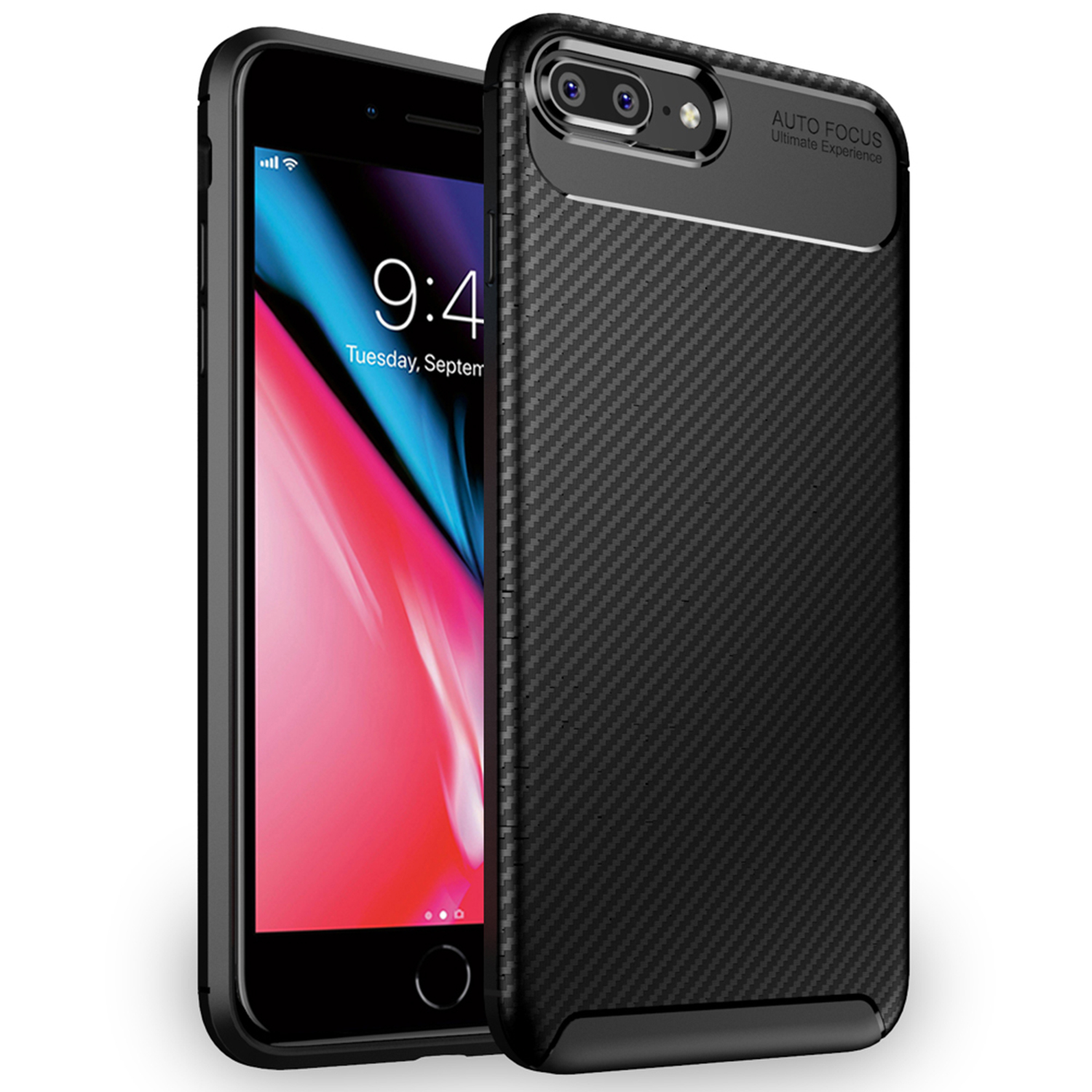 NALIA Carbon Look Silikon 8 iPhone Plus, Apple, Backcover, Schwarz Hülle