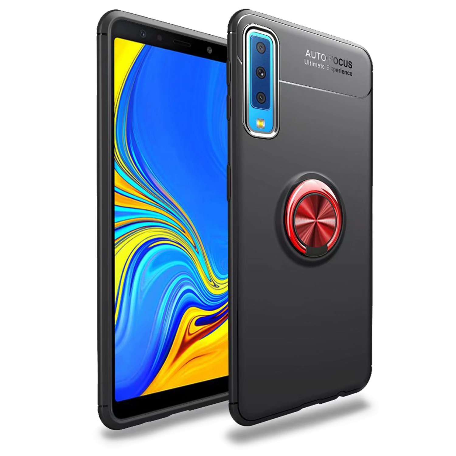 Hülle, Matte NALIA Silikon Galaxy Backcover, (2018), Samsung, A7 Ring Mehrfarbig