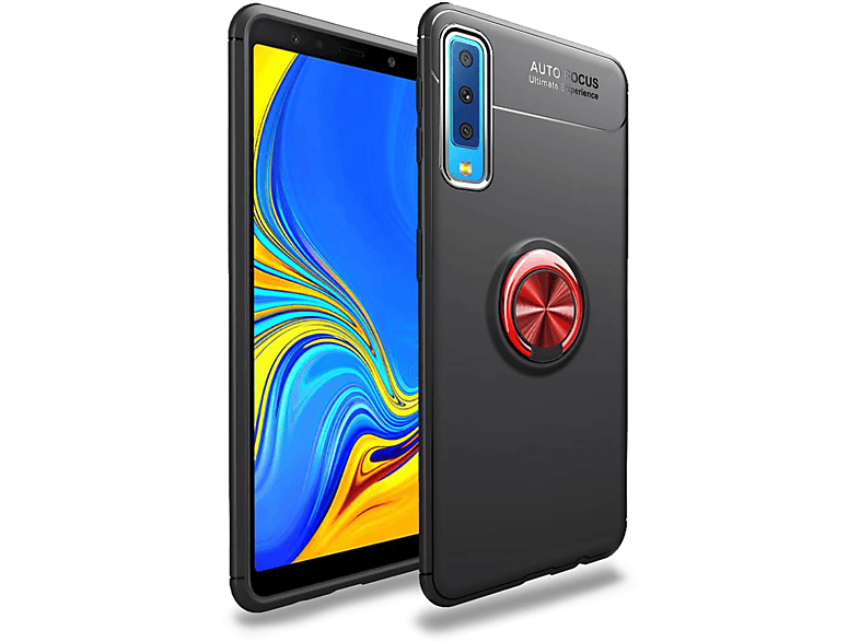 Mehrfarbig Silikon Hülle, A7 Ring Samsung, NALIA Matte Galaxy Backcover, (2018),