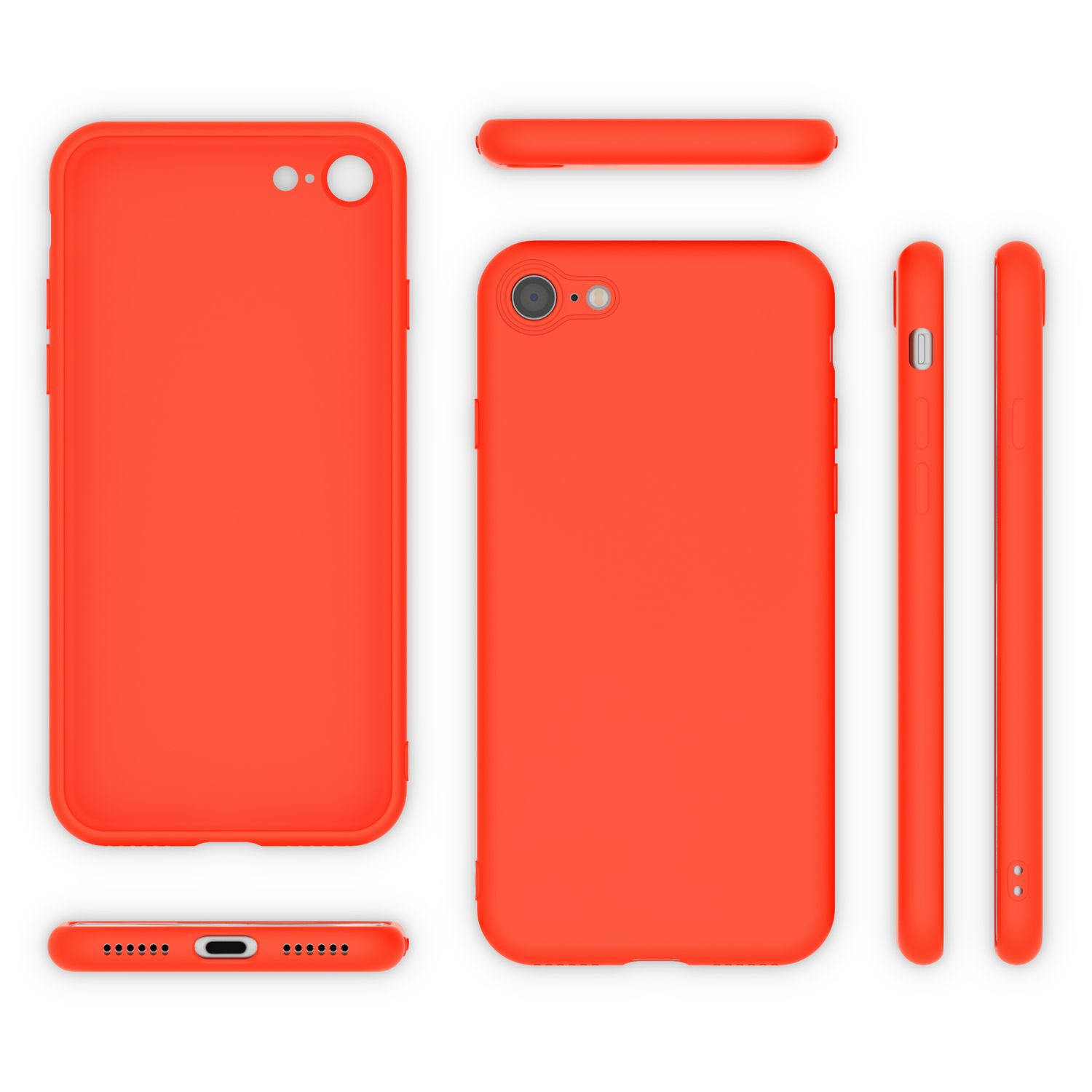 NALIA Neon Silikon Hülle, Backcover, iPhone iPhone Orange 8 iPhone SE 7 Apple, (2020)
