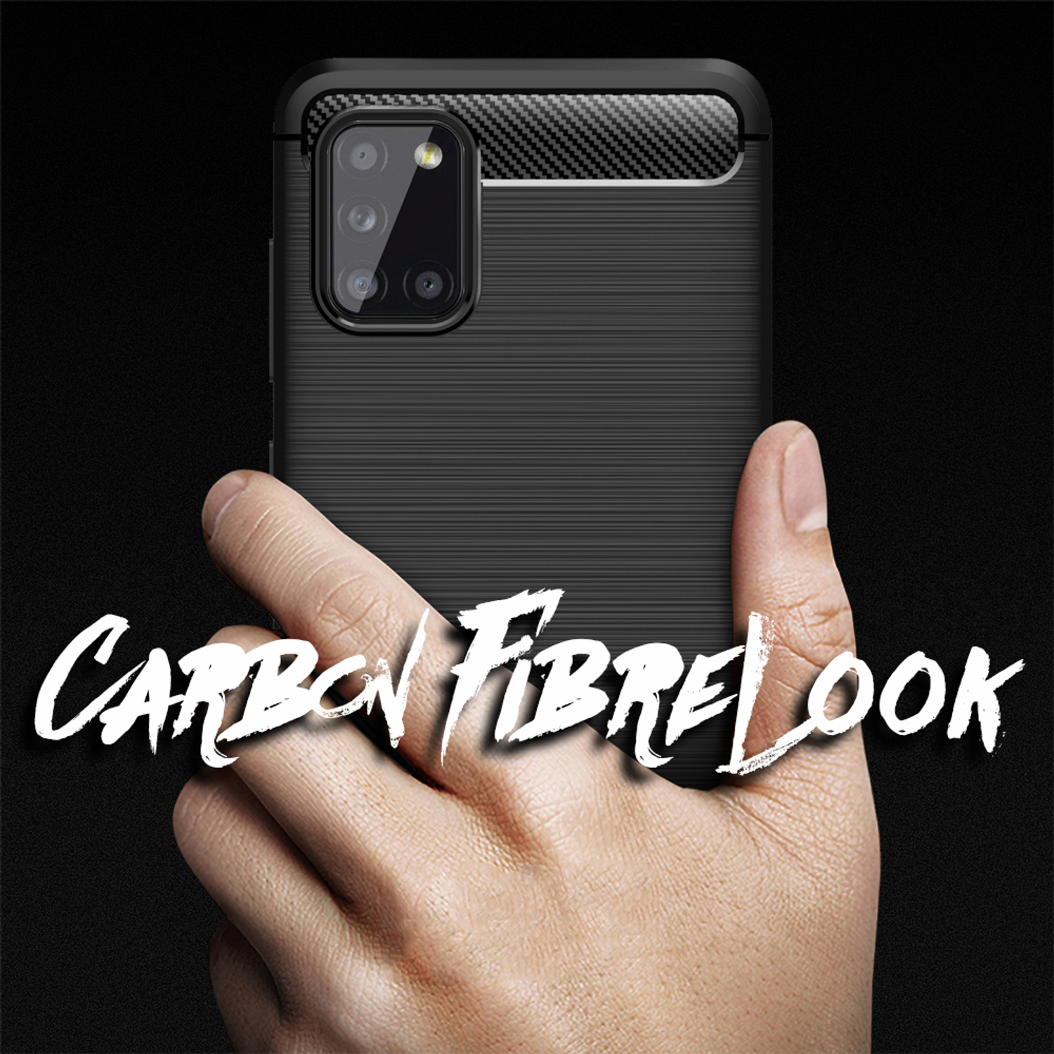 Galaxy Hülle, Carbon-Look A31, Samsung, Silikon NALIA Schwarz Backcover,