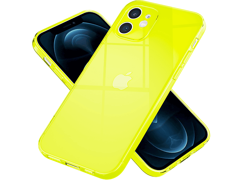 NALIA Klar Silikon iPhone 12 Hülle, Transparente Gelb Neon Backcover, Mini, Apple