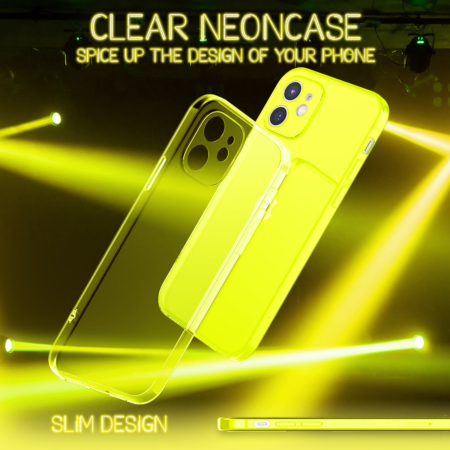 Transparente NALIA Backcover, Mini, Hülle, iPhone Neon Apple, Silikon 12 Klar Gelb