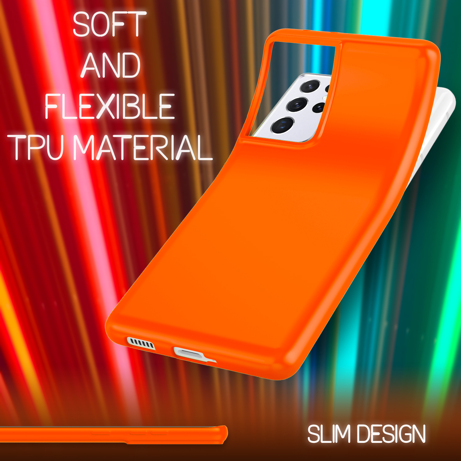 Silikon S21 Samsung, Orange NALIA Neon Galaxy Backcover, Hülle, Ultra,