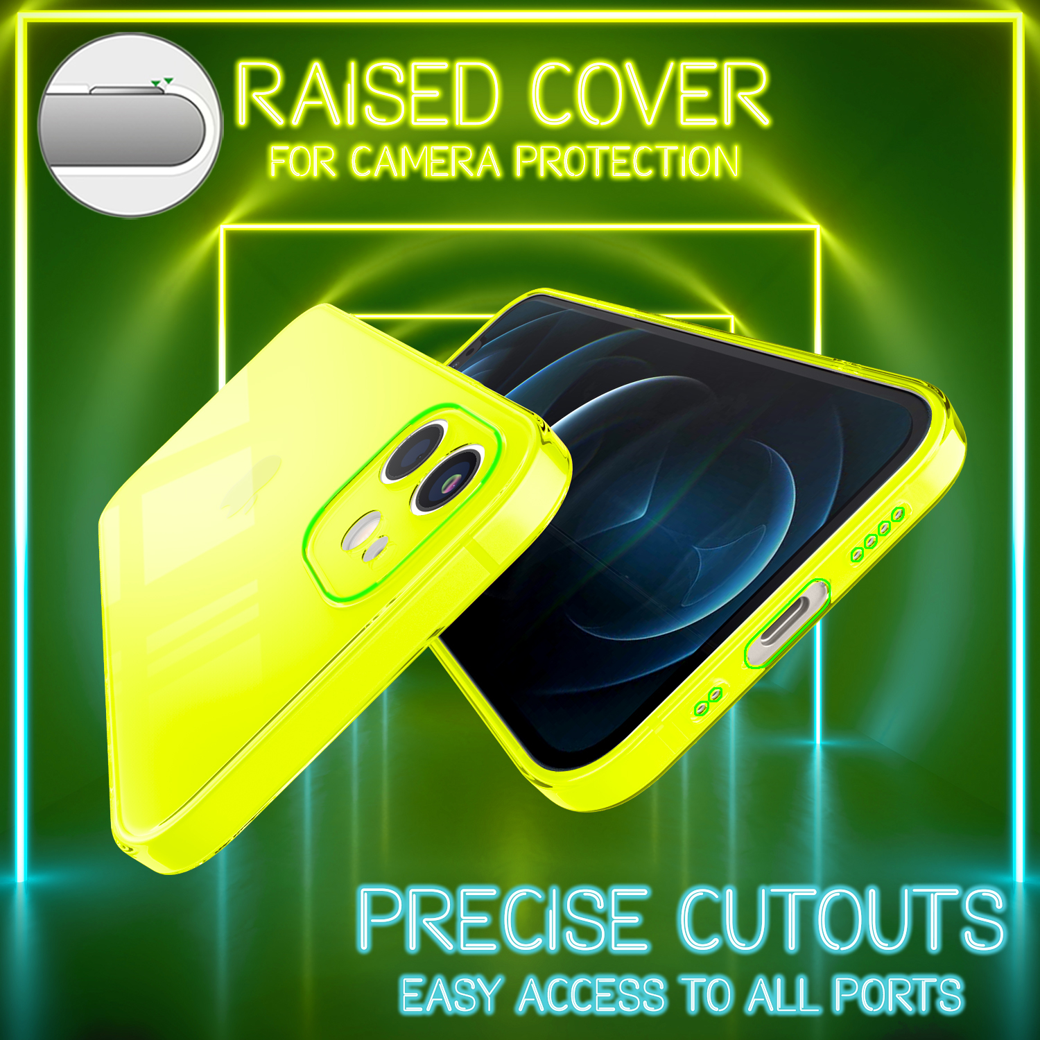 NALIA Klar Gelb Transparente Silikon Mini, 12 iPhone Hülle, Neon Backcover, Apple
