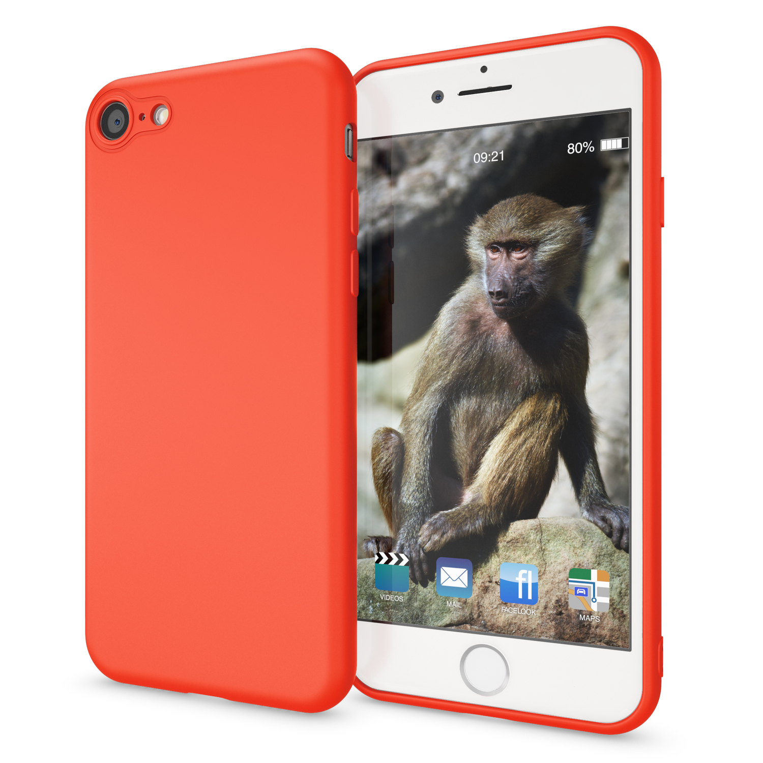 7 Orange Backcover, iPhone iPhone Neon SE (2020), iPhone 8 Hülle, Silikon Apple, NALIA