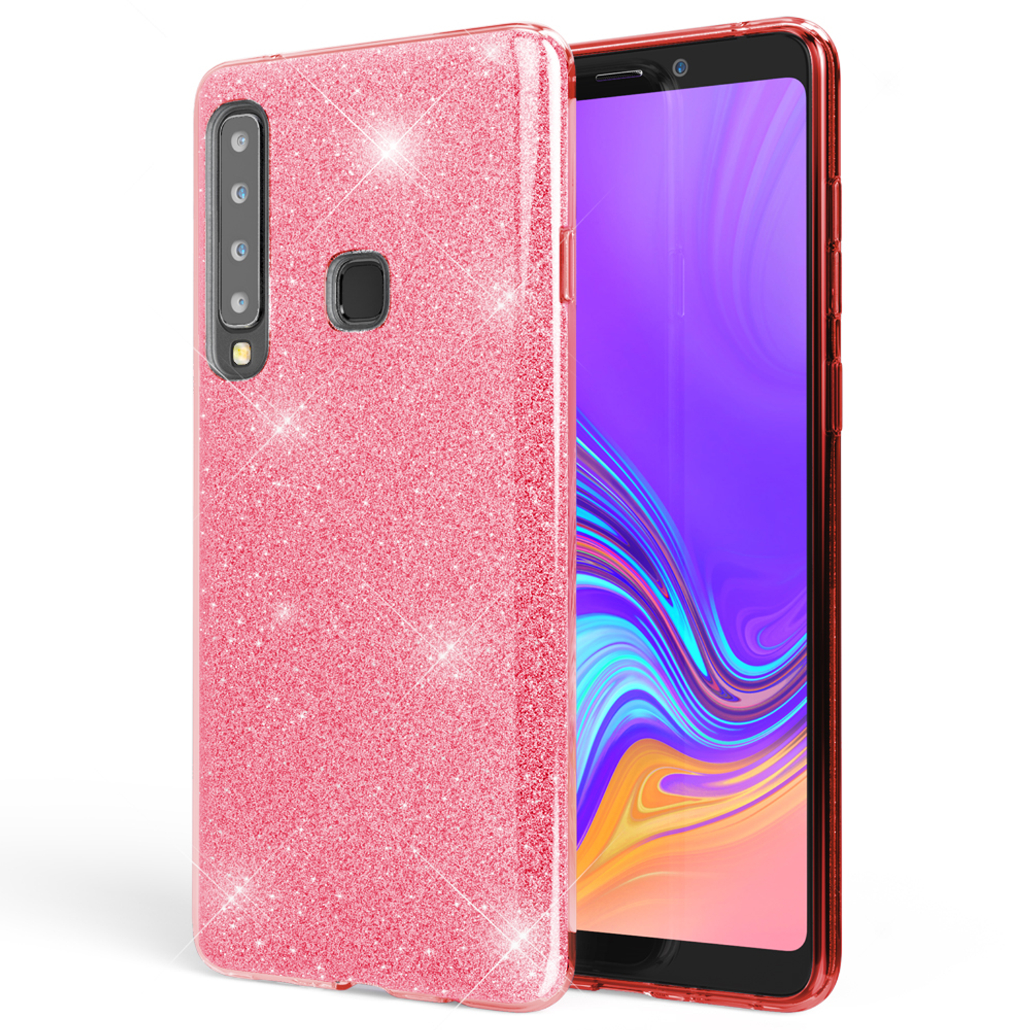 Backcover, Glitzer (2018), A9 NALIA Hülle, Pink Samsung, Galaxy