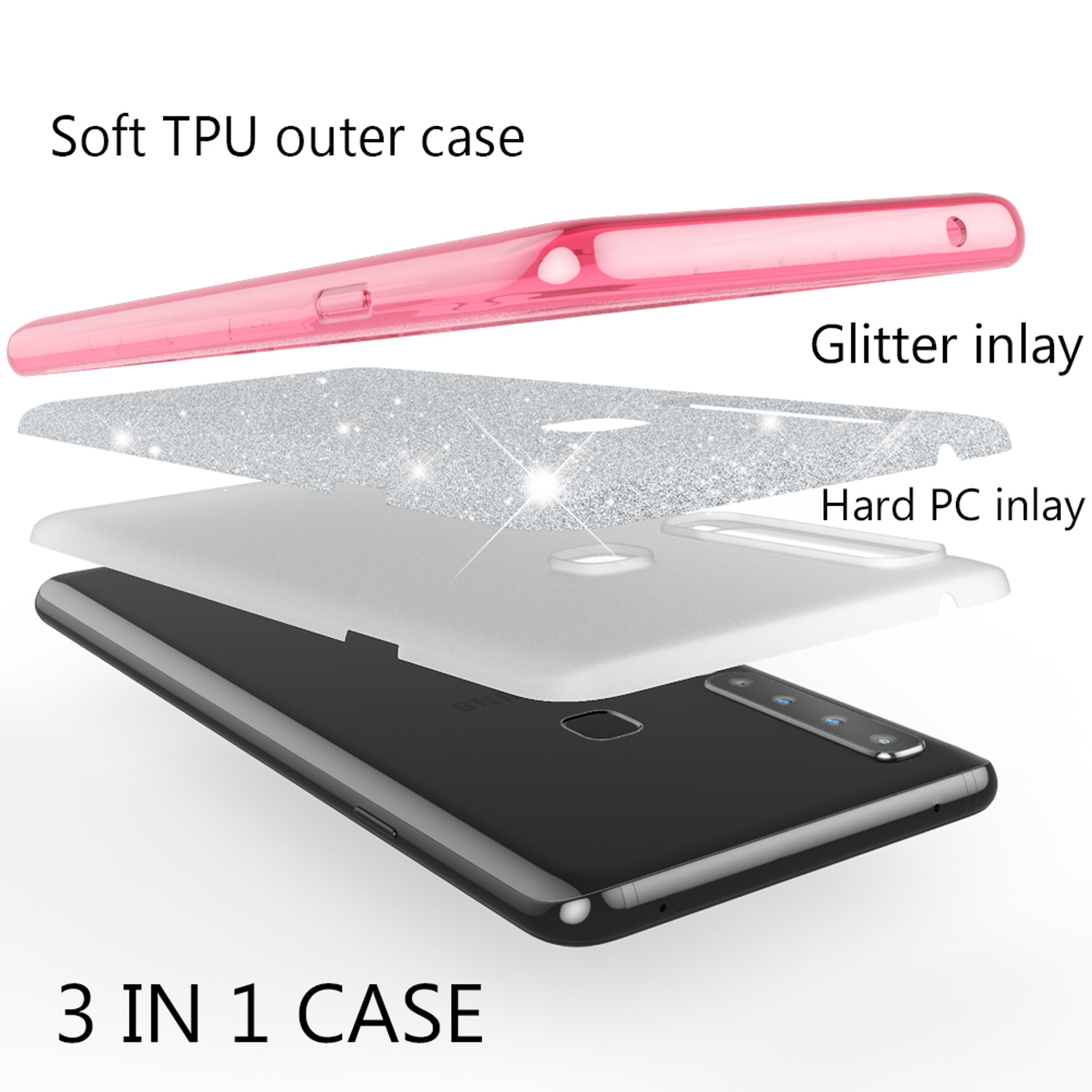 NALIA Glitzer Hülle, Backcover, Samsung, Galaxy (2018), A9 Pink