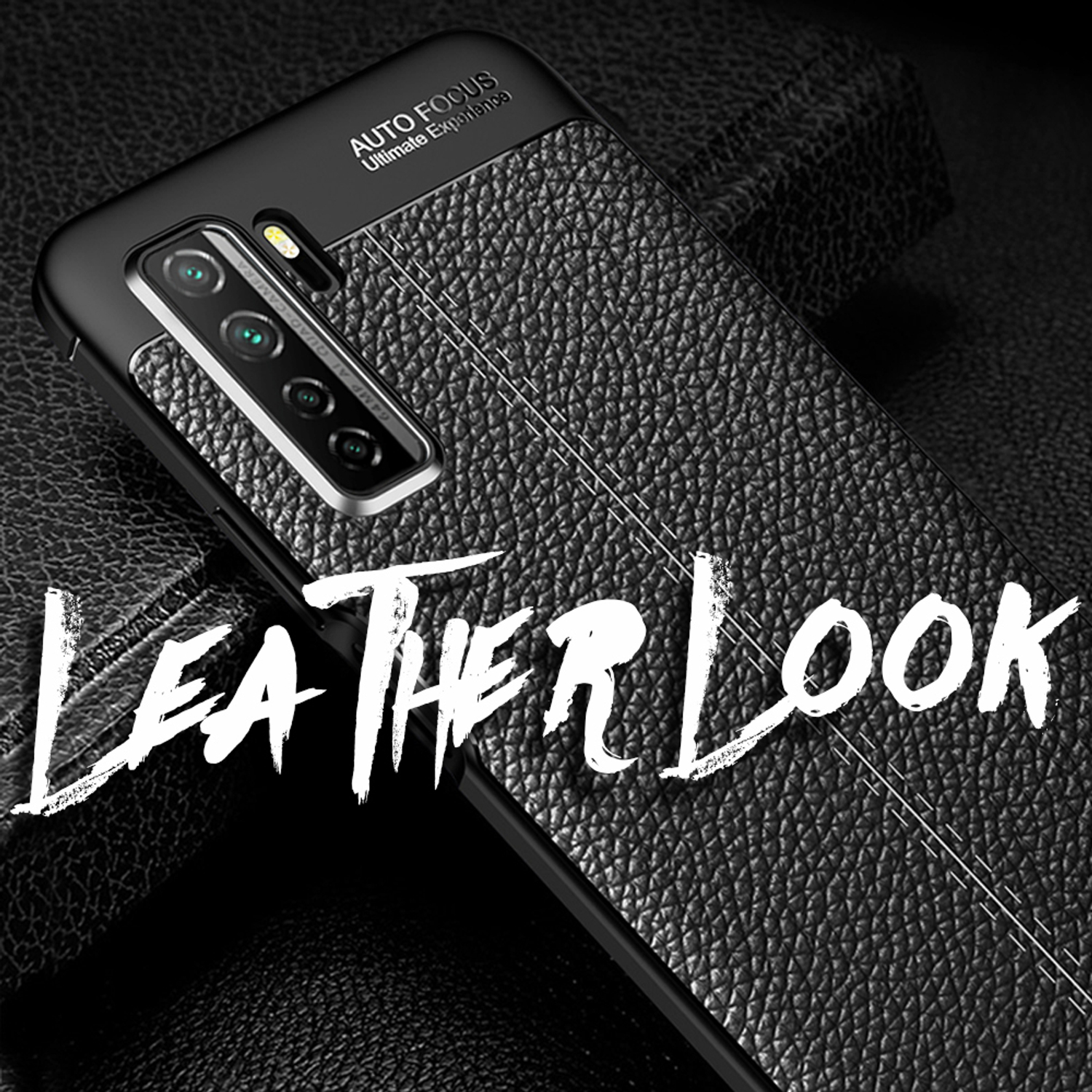 NALIA Leder-Look P40 Silikon 5G, Lite Backcover, Schwarz Huawei, Hülle