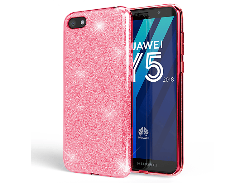 NALIA Glitzer Hülle, Backcover, Huawei, (2018), Y5 Pink