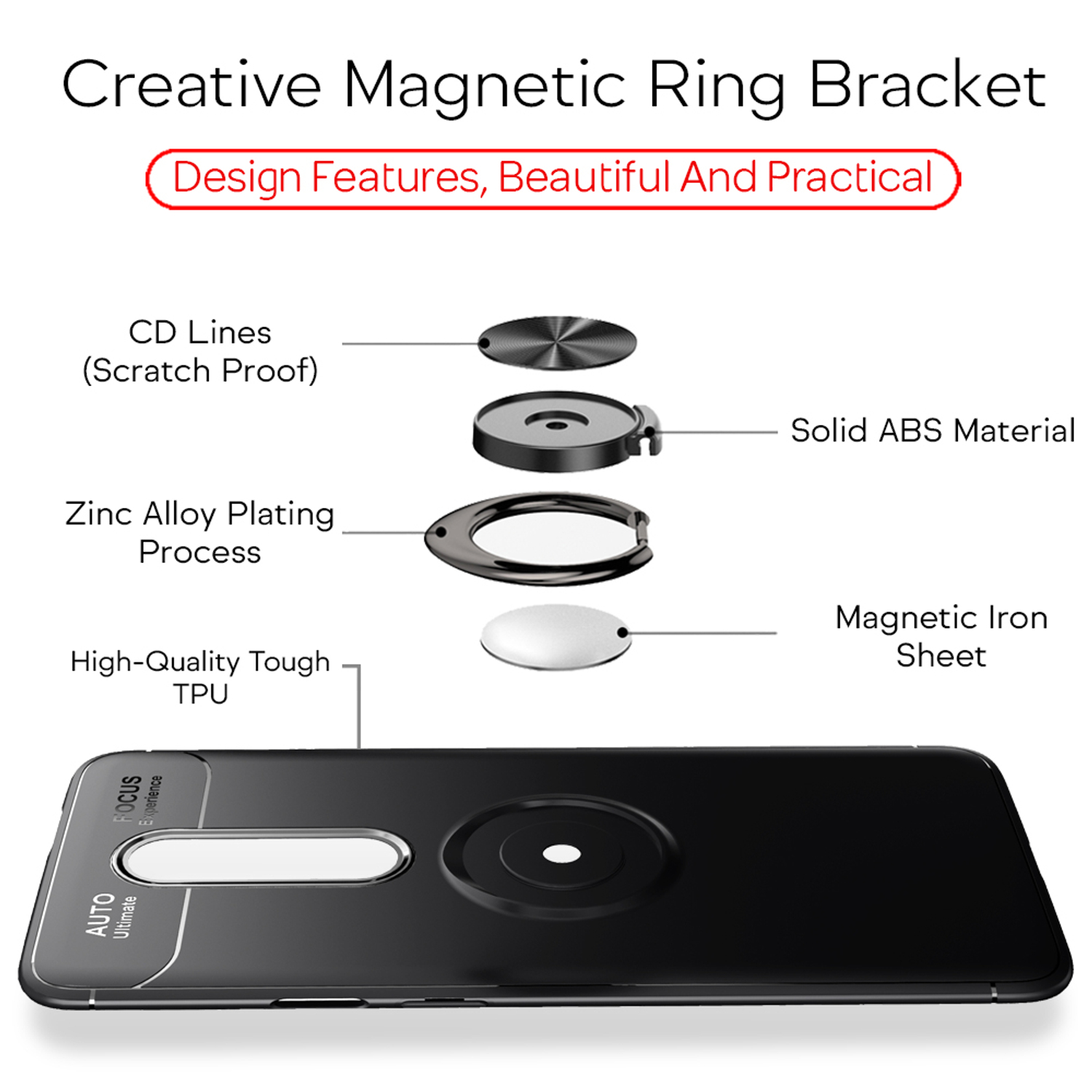 NALIA Matte Ring Silikon Hülle, Backcover, Schwarz Oneplus, 8