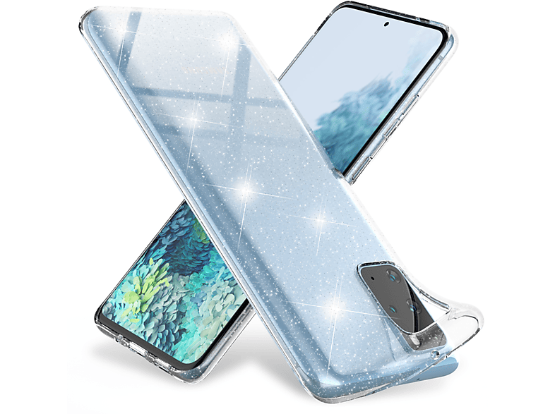 NALIA Klare Glitzer Silikon Hülle, Plus, Transparent Samsung, S20 Galaxy Backcover