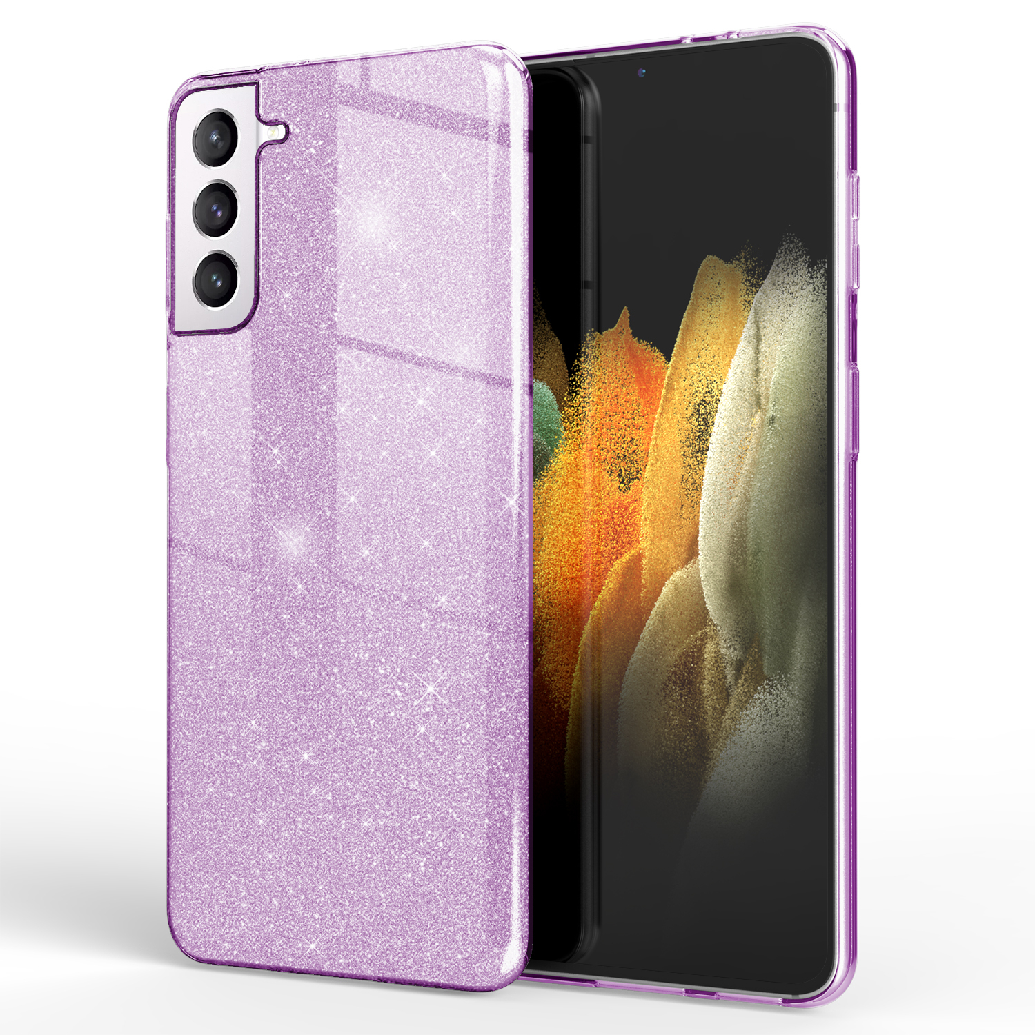 NALIA Glitzer Hülle, S21 Galaxy Plus, Samsung, Lila Backcover