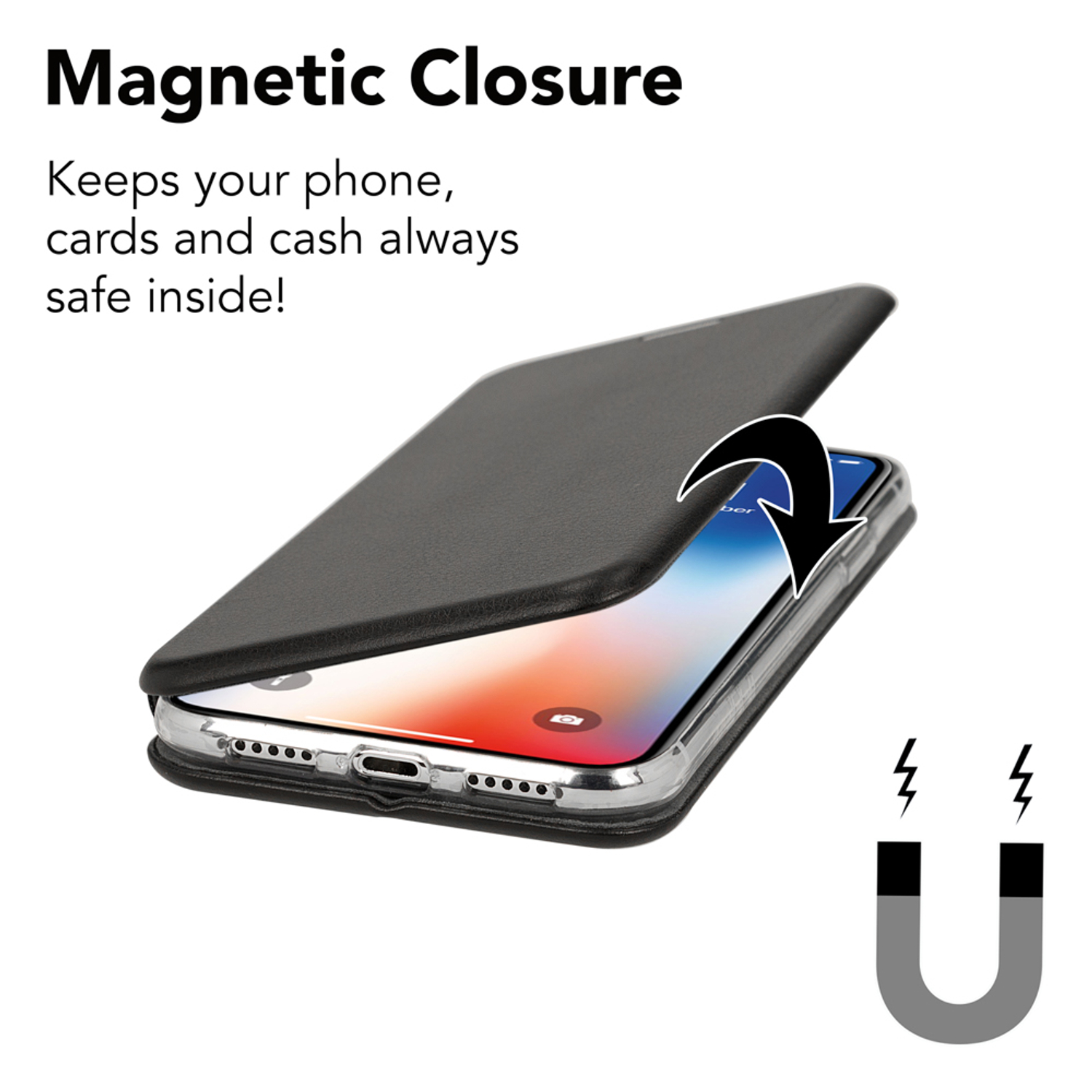 mit Flip iPhone Case Schwarz Magnetverschluss, NALIA Cover, Max, XS Flip Klapphülle Apple,