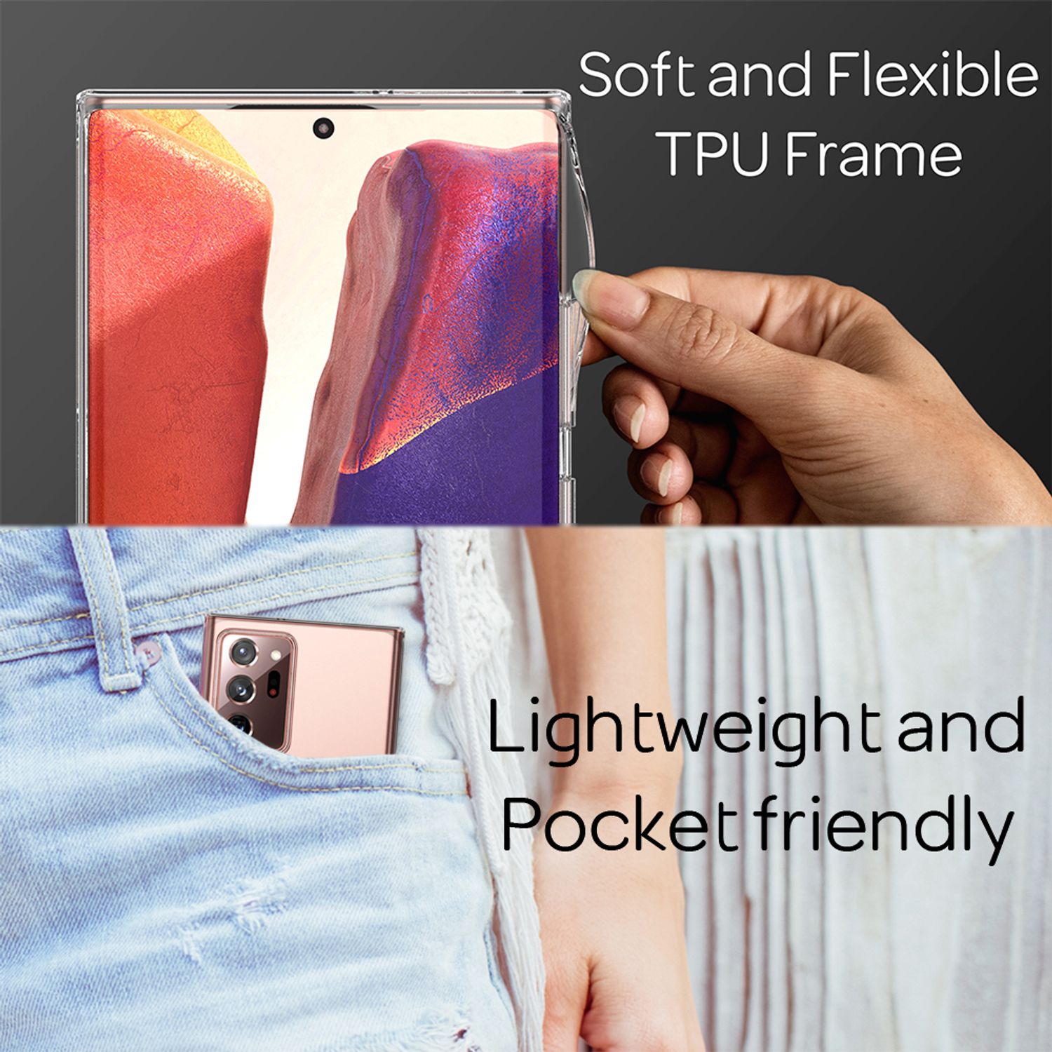 NALIA Klare Transparente Hybrid Transparent Backcover, 20 Samsung, Galaxy Note Ultra, Hülle