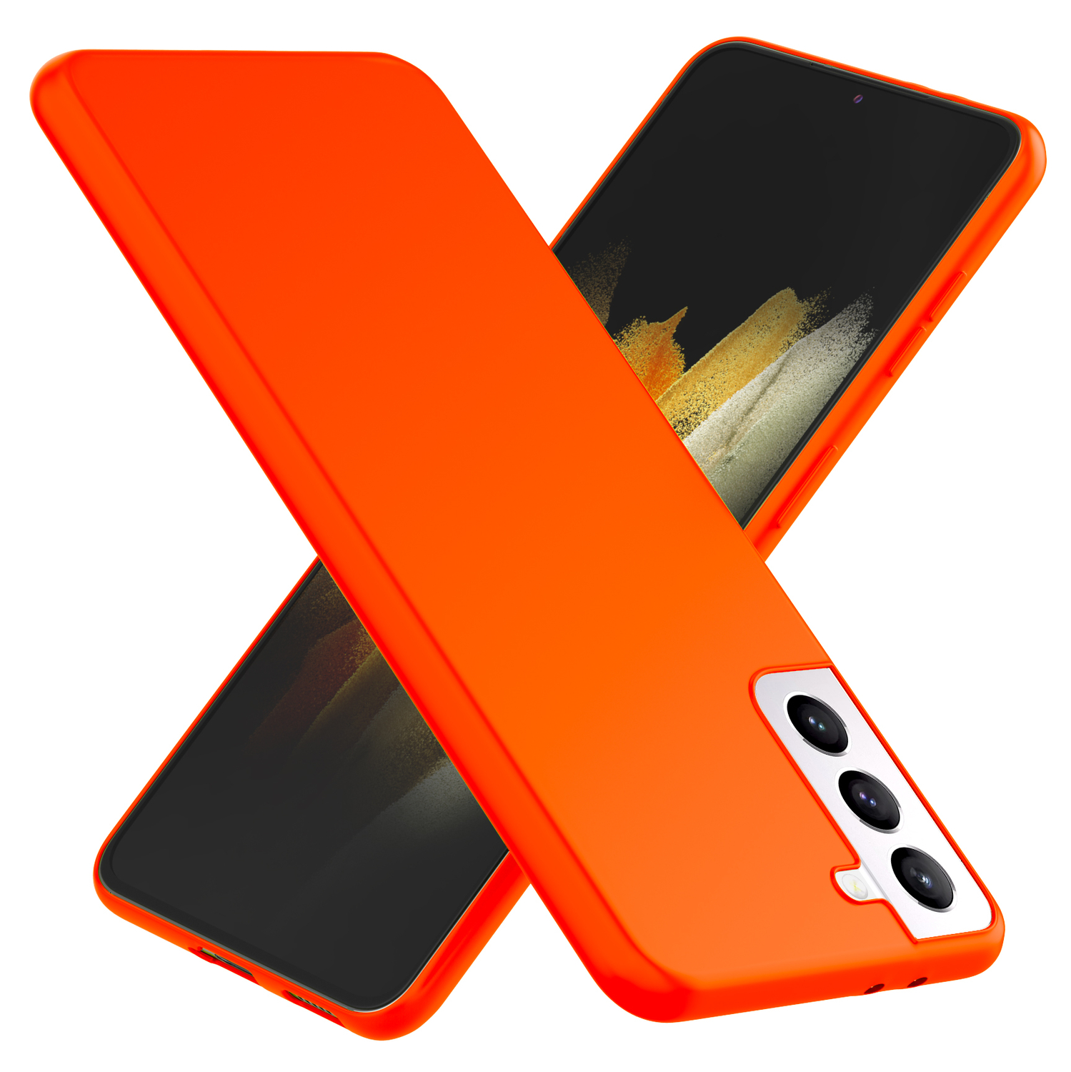 S21 Galaxy Plus, Samsung, NALIA Orange Hülle, Neon Backcover, Silikon