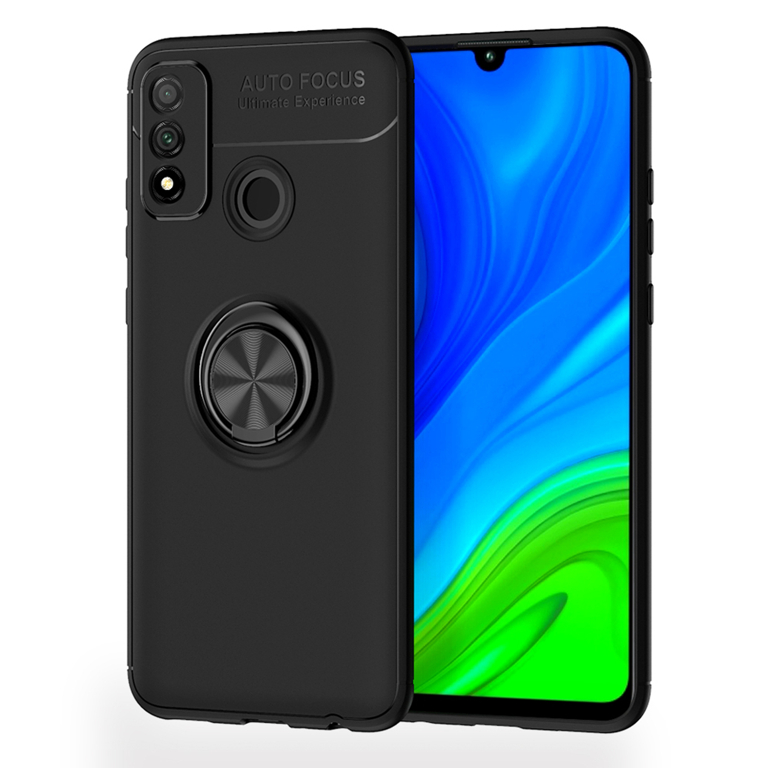 NALIA Matte Backcover, Huawei, Silikon Ring Smart P Hülle, (2020), Schwarz