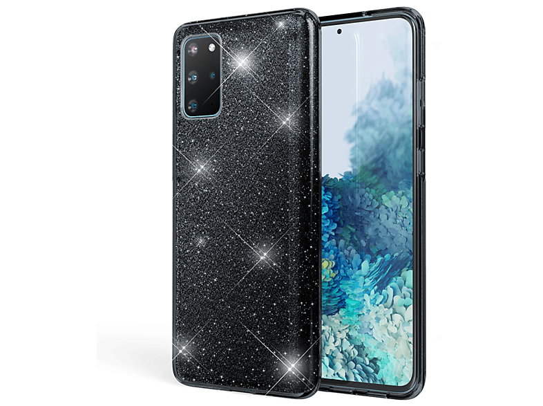 Hülle, Samsung, Galaxy Plus, NALIA Schwarz Backcover, S20 Glitzer