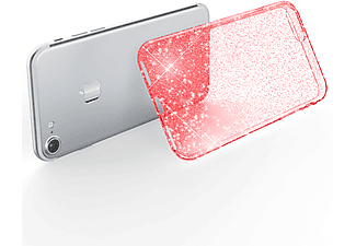 NALIA Klare Glitzer Silikon Hülle, Backcover, Apple, iPhone 7 iPhone 8 iPhone SE (2020), Rot
