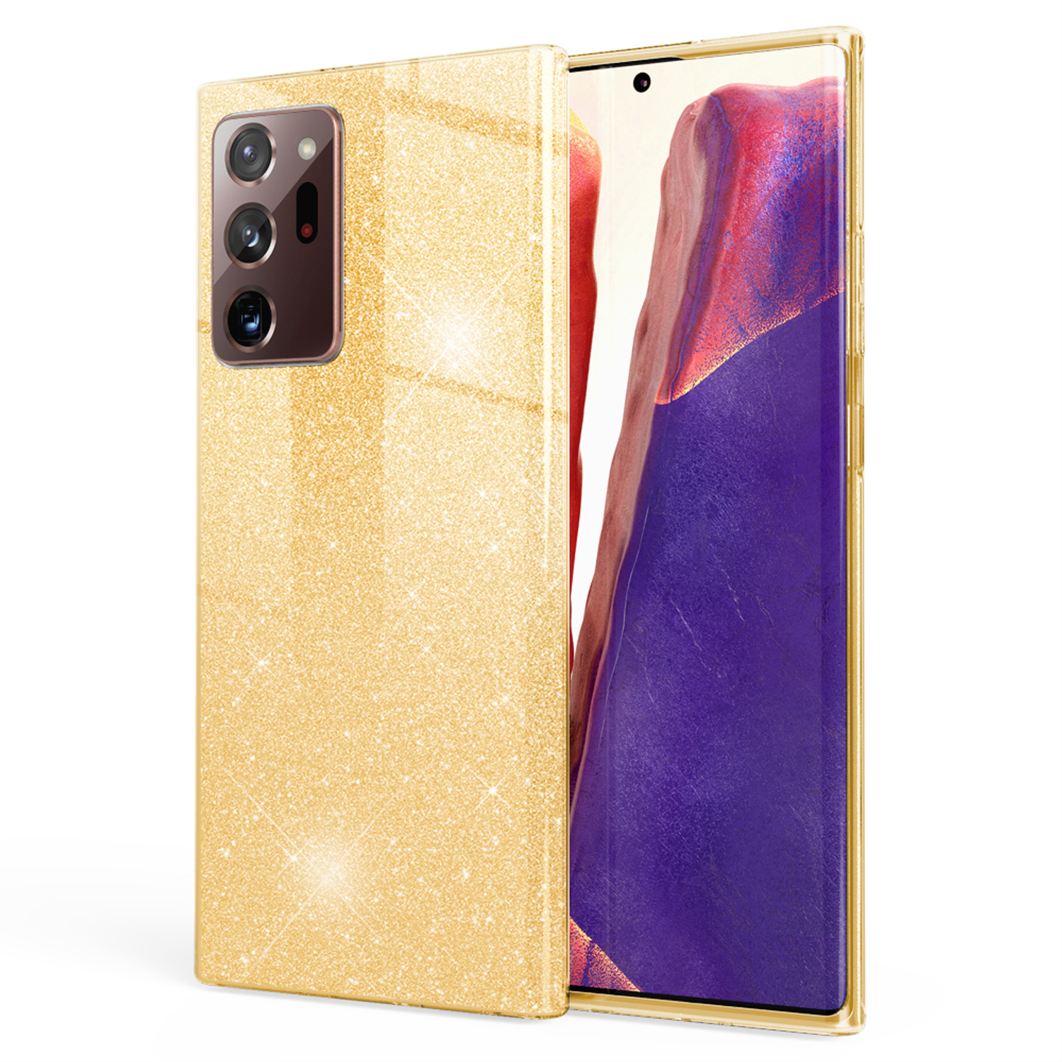 NALIA Glitzer Hülle, Backcover, Samsung, Ultra, 20 Gold Note Galaxy