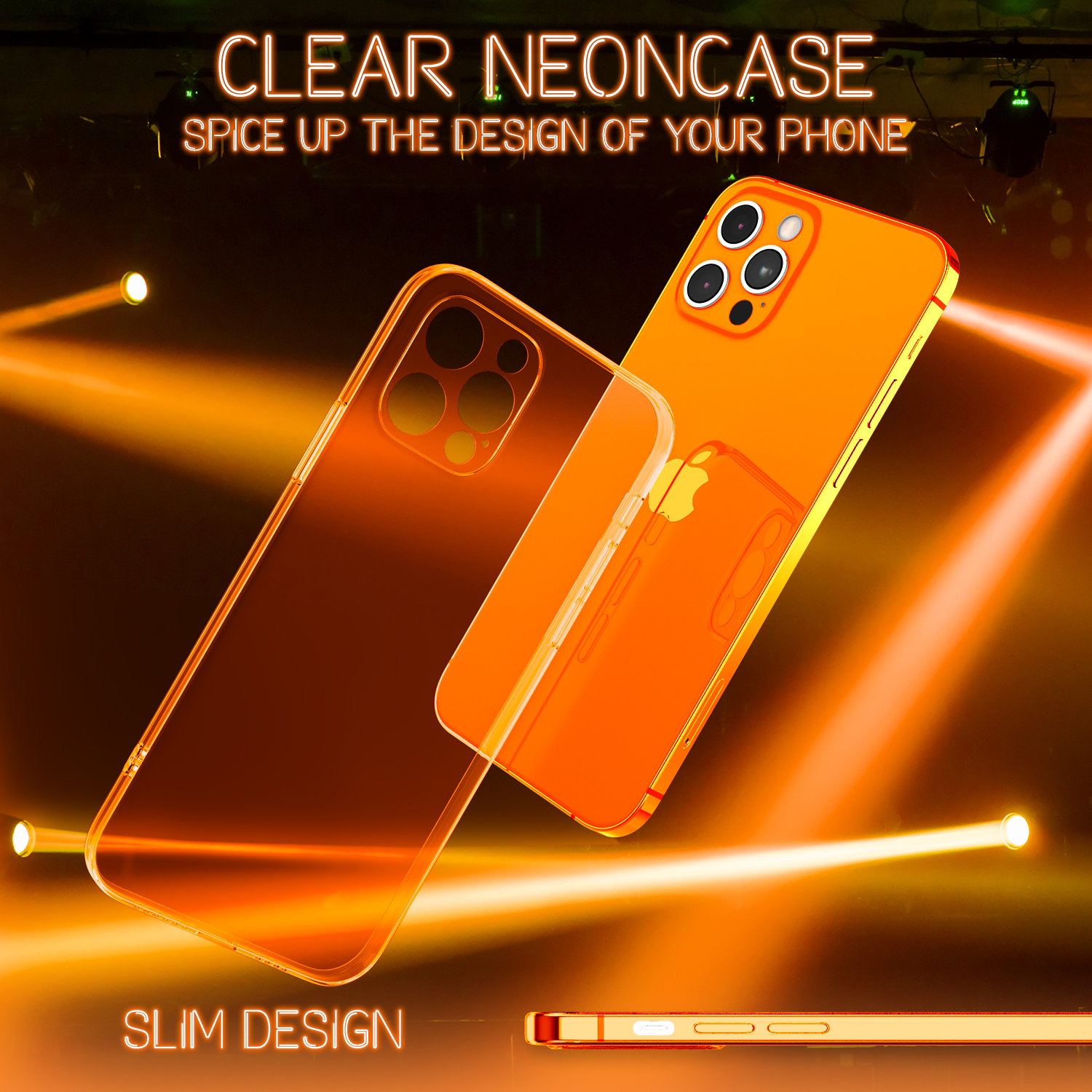 Orange Klar Pro Hülle, Backcover, Max, Silikon Neon Apple, iPhone NALIA Transparente 12