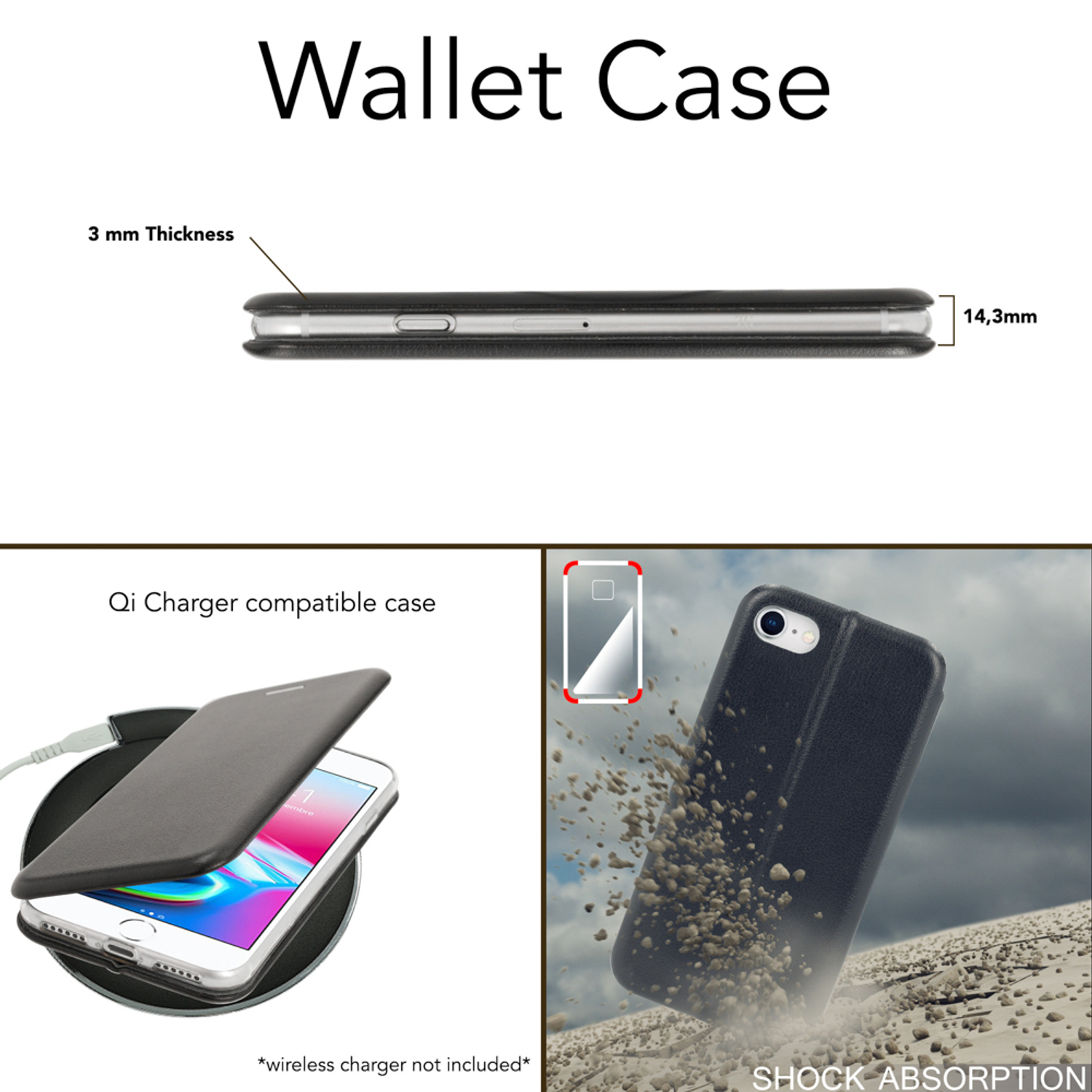 7 mit NALIA Klapphülle Flip SE Cover, Case Apple, iPhone Magnetverschluss, Schwarz iPhone Flip 8 (2020), iPhone