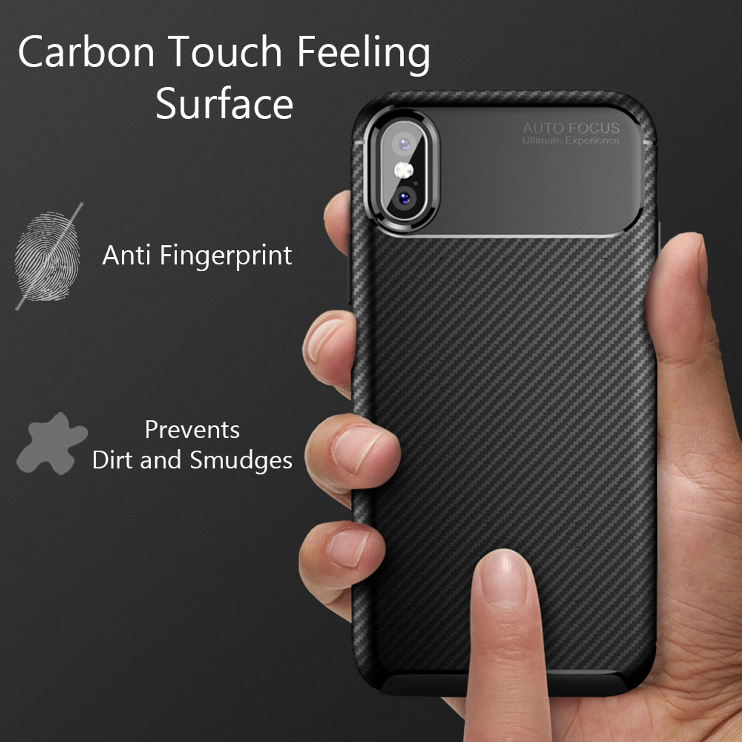 NALIA Carbon-Look Silikon iPhone Apple, X XS, Backcover, Schwarz iPhone Hülle