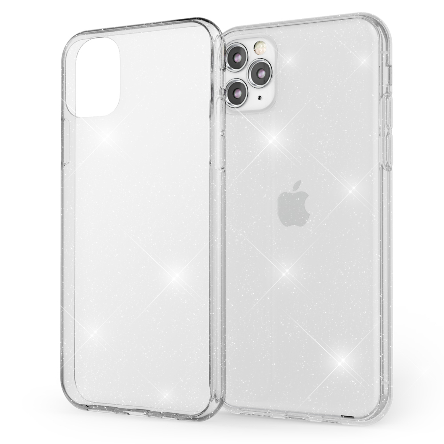 iPhone NALIA Klare Transparent Glitzer Silikon Pro, Apple, Backcover, Hülle, 11
