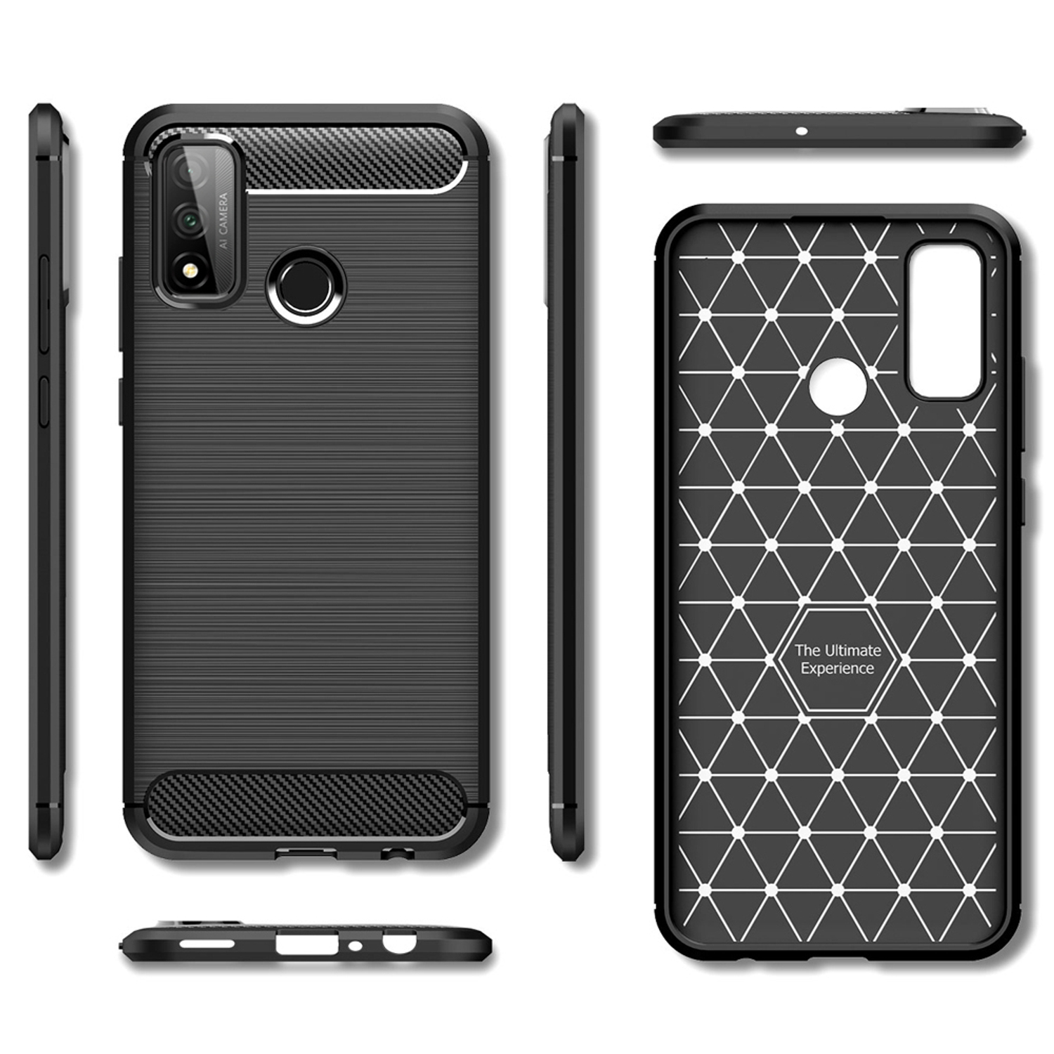 Silikon Hülle, P NALIA Schwarz Backcover, Smart Carbon-Look (2020), Huawei,