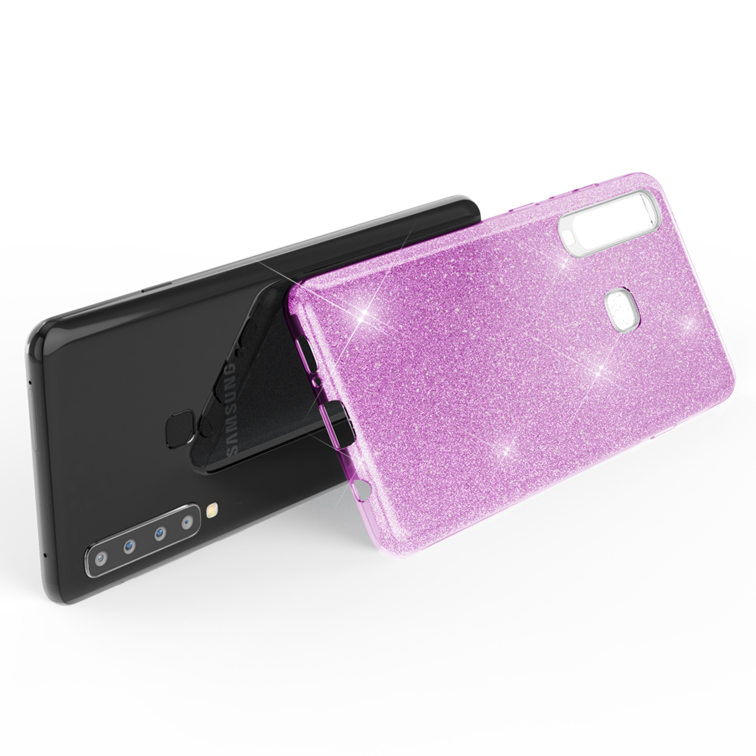 NALIA Glitzer Galaxy A9 Lila (2018), Samsung, Hülle, Backcover