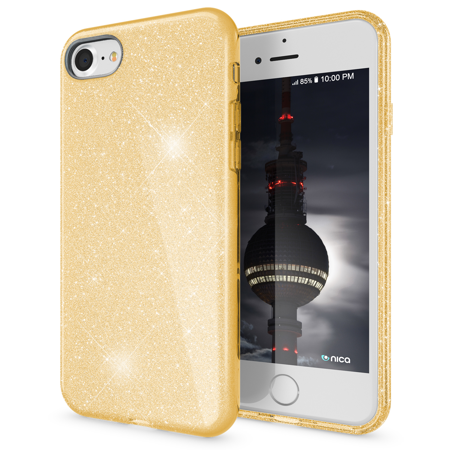 NALIA Glitzer Hülle, iPhone iPhone Backcover, 8 iPhone SE Apple, Gold 7 (2020)