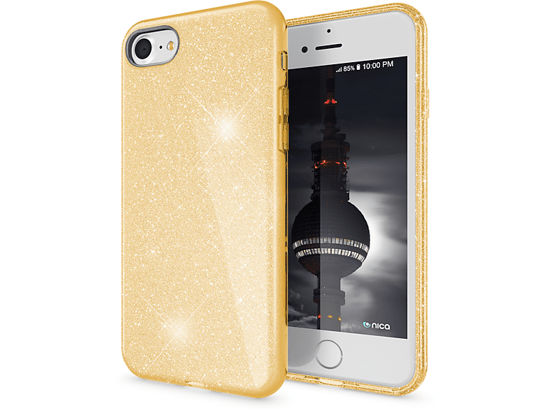 NALIA Glitzer Hülle, Backcover, Apple, iPhone 7 iPhone 8 iPhone SE (2020), Gold