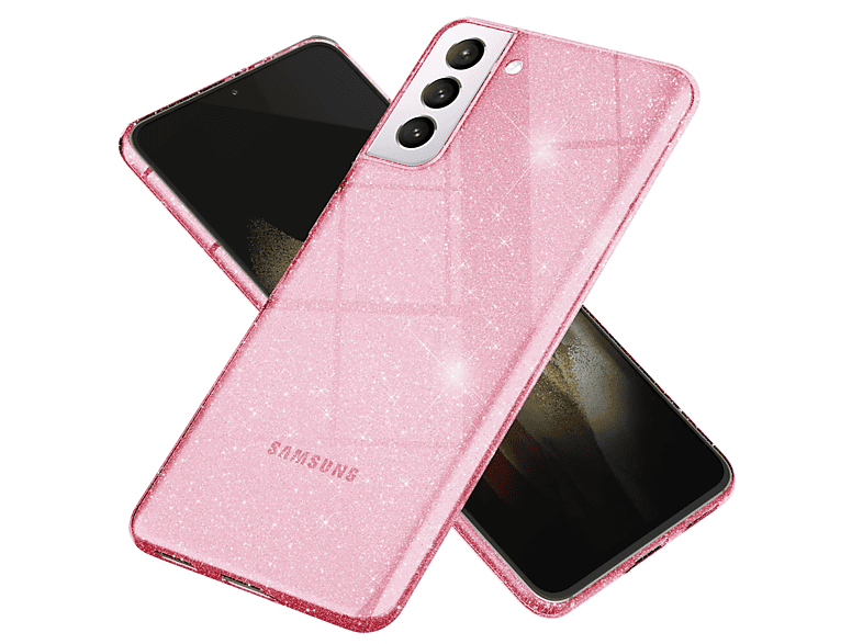 NALIA Klare Glitzer Silikon Hülle, Backcover, S21, Pink Galaxy Samsung
