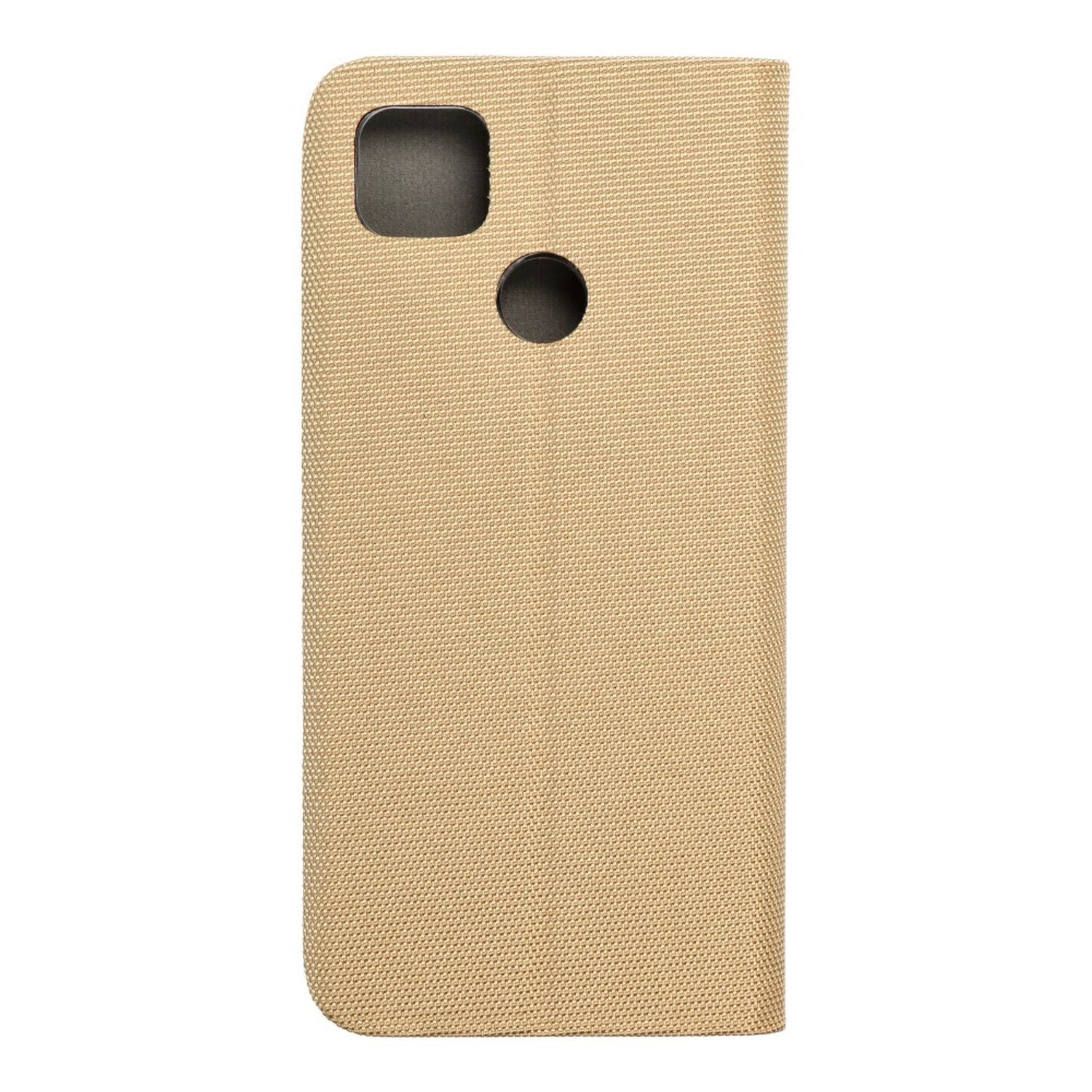 Beige Handyhülle mit Kameraausschnitt und strukturiertem Muster.