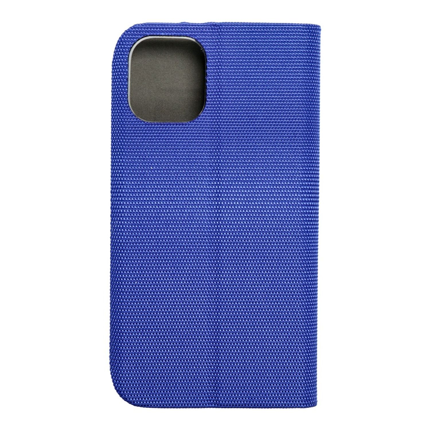 Blaue Handyhülle mit Kameraaussparung. Schlichtes, strukturiertes Design.